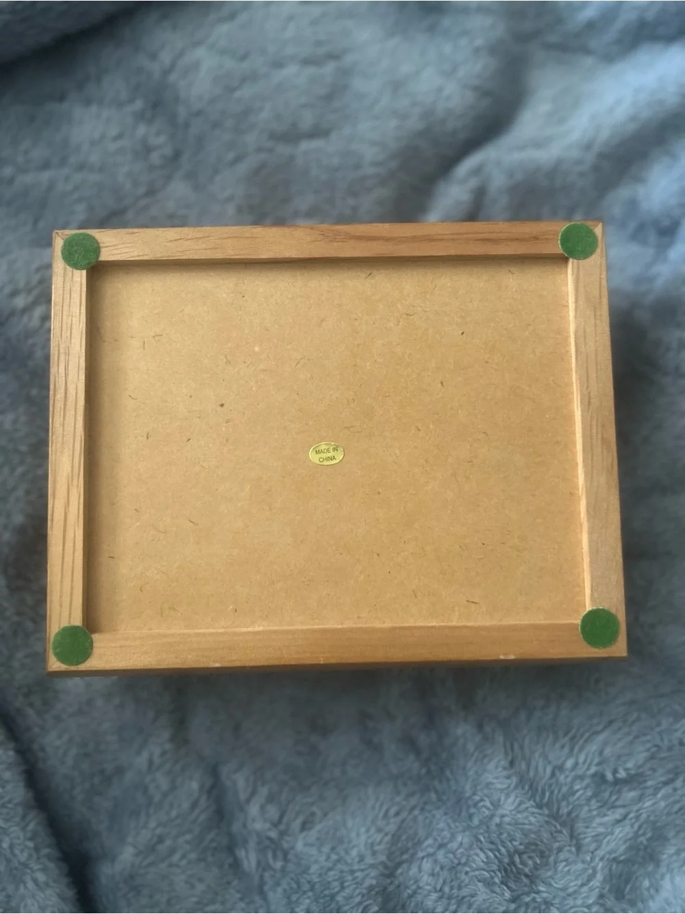 Wooden Photo Jewelry Box with Dark Green Velvet Interior
